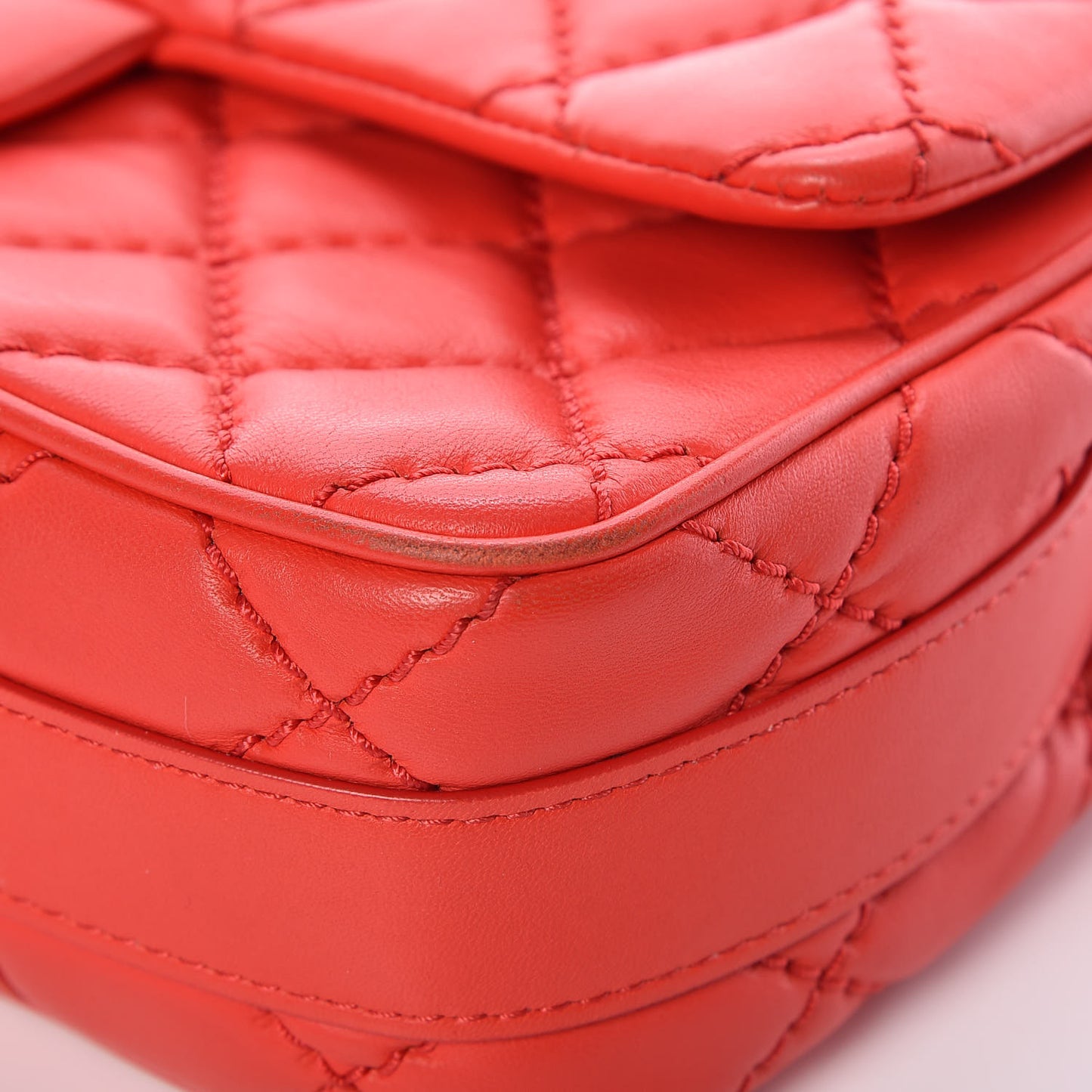 Lambskin Quilted Easy Carry Jumbo Flap Red