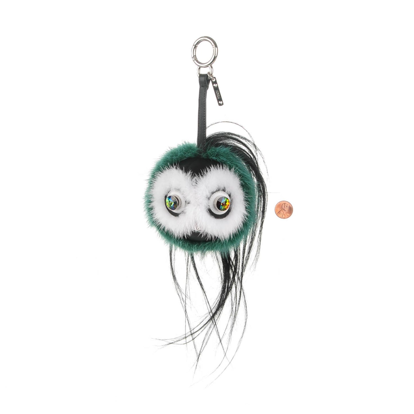 Mink Goat Fur QuTweet Cucaoo Bag Bug Charm Green White