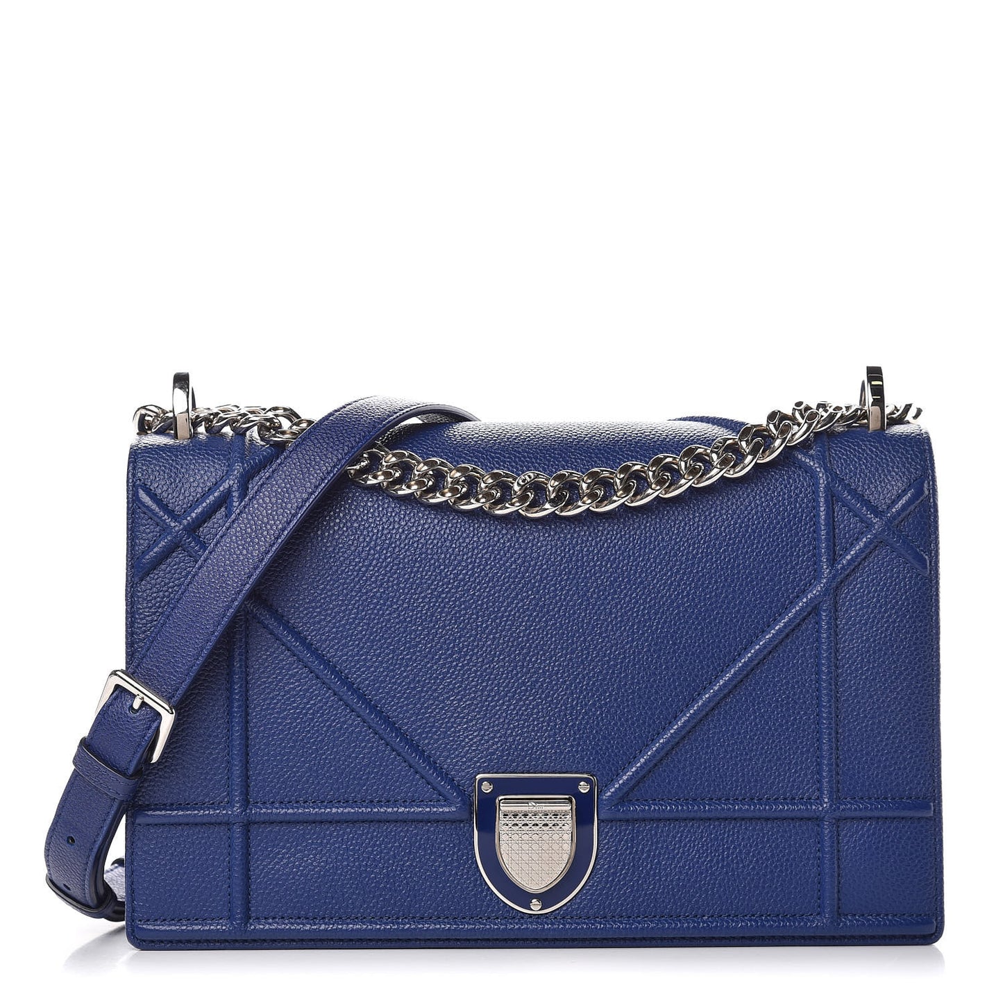 Grained Calfskin Medium Diorama Flap Bag Bleu De Minuit