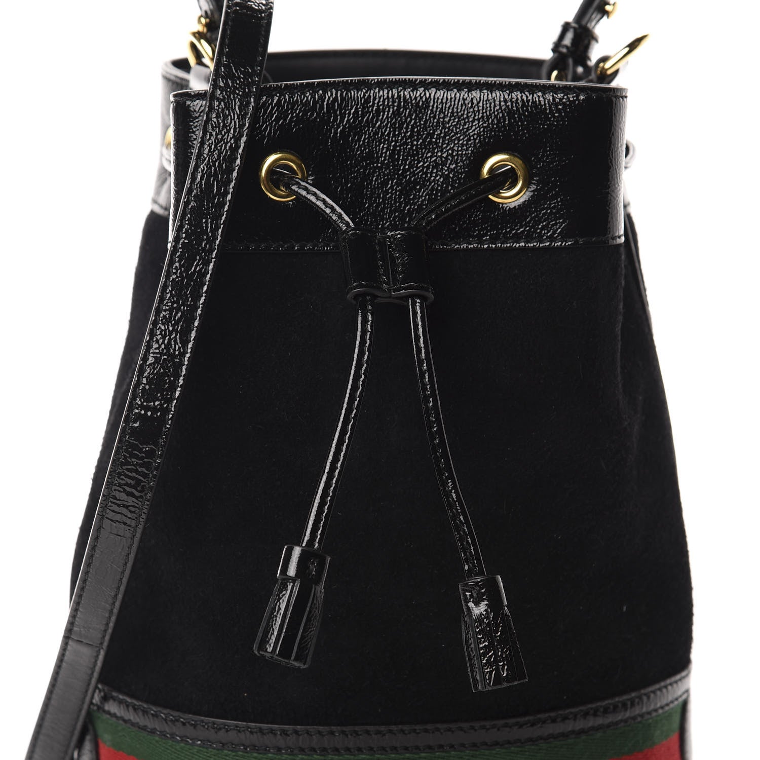Gucci Suede Patent Web Small Ophidia Bucket Bag Black 10 of 10