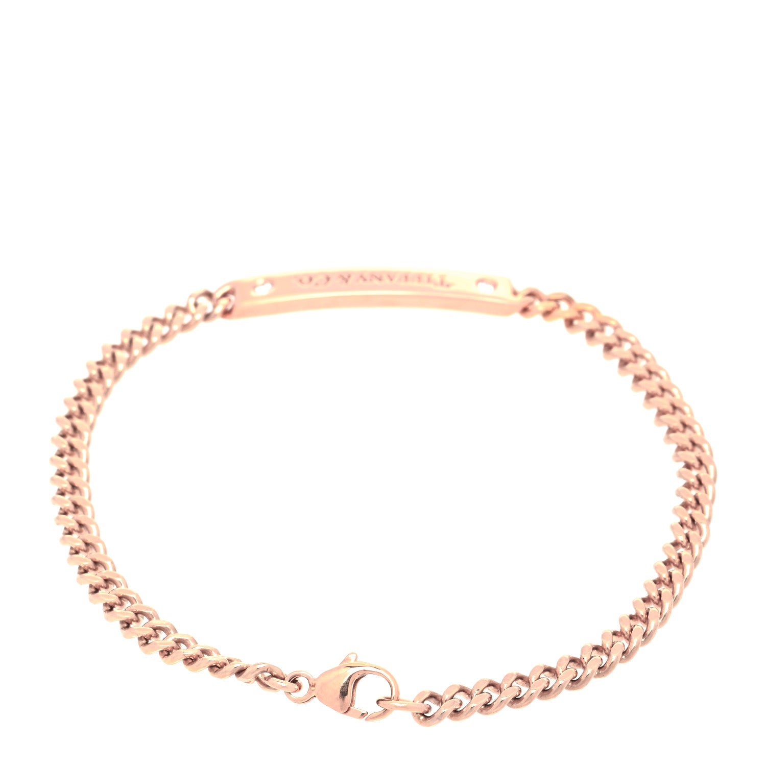 Tiffany 18K Rose Gold Diamond Micro Link ID Chain Bracelet 2 of 5