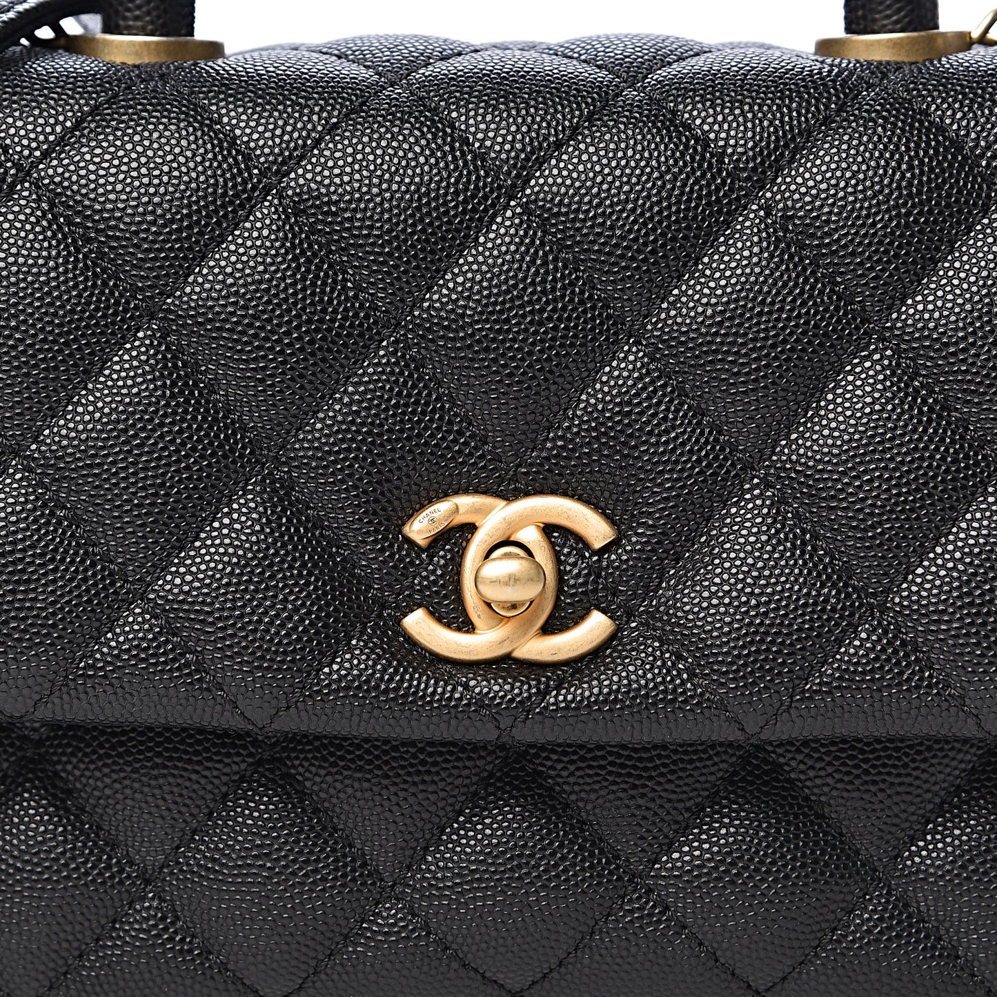 Caviar Quilted Mini Coco Handle Flap Black