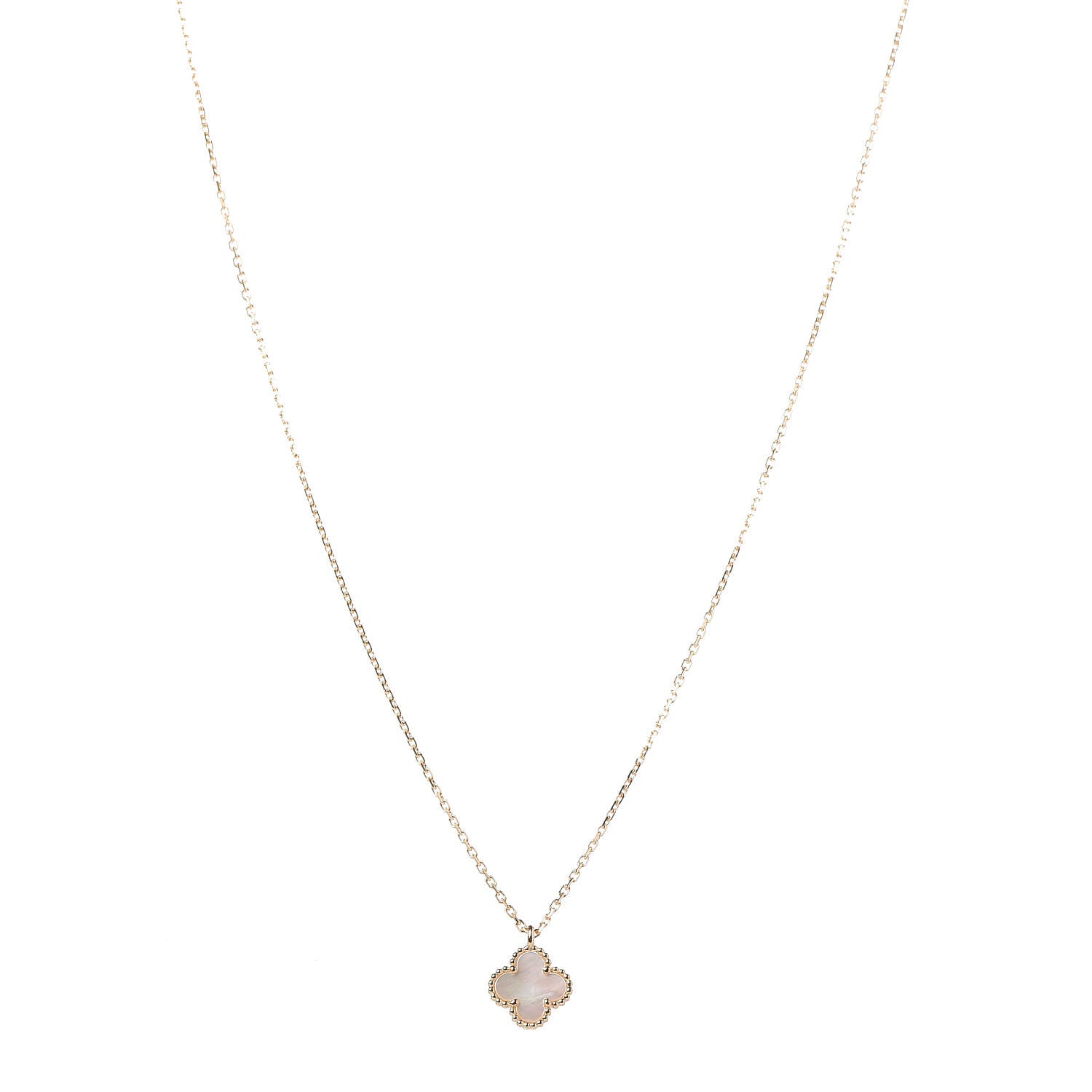 Van Cleef & Arpels 18K Yellow Gold Mother of Pearl Sweet Alhambra Pendant Necklace 1 of 7
