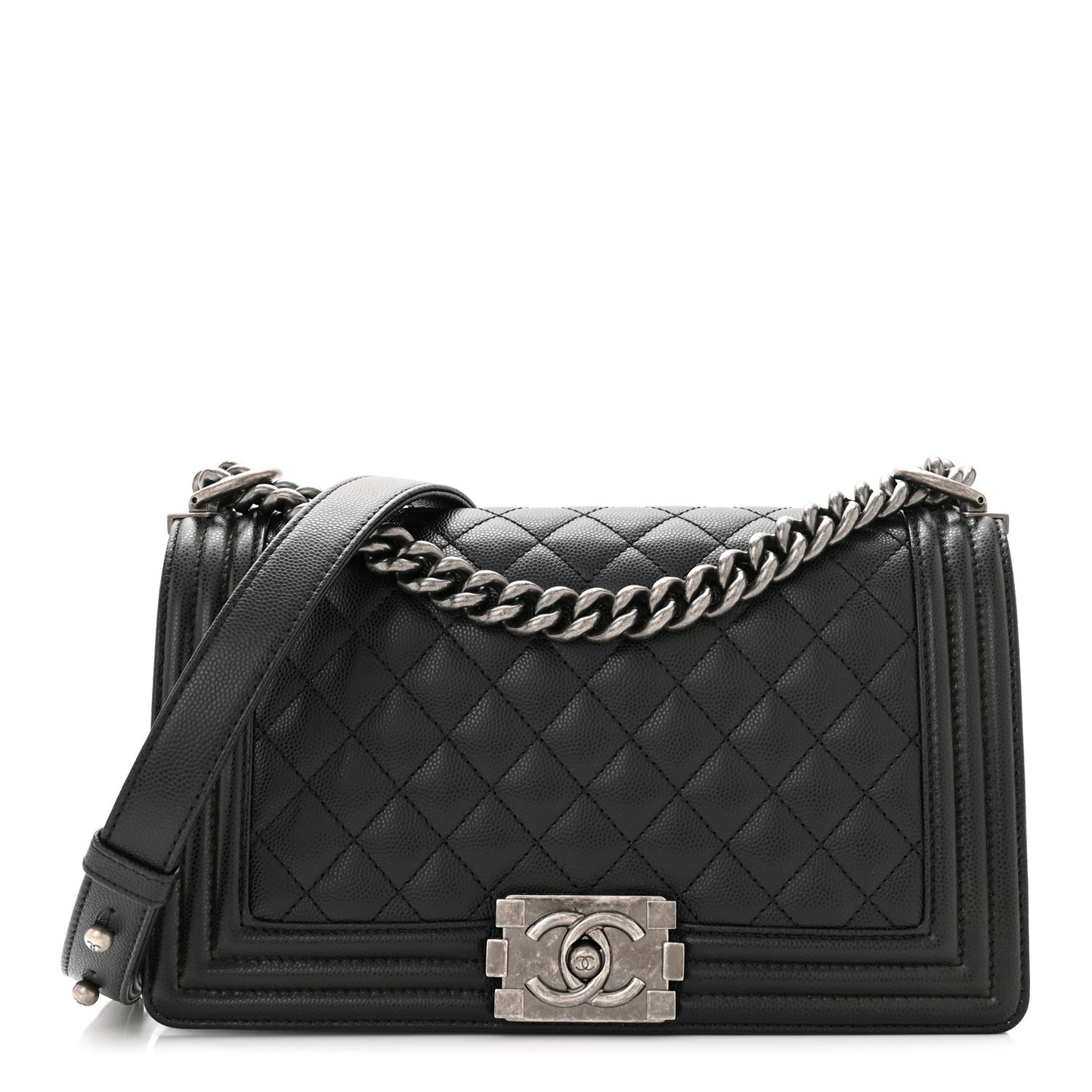 Caviar Quilted Medium Boy Flap Black