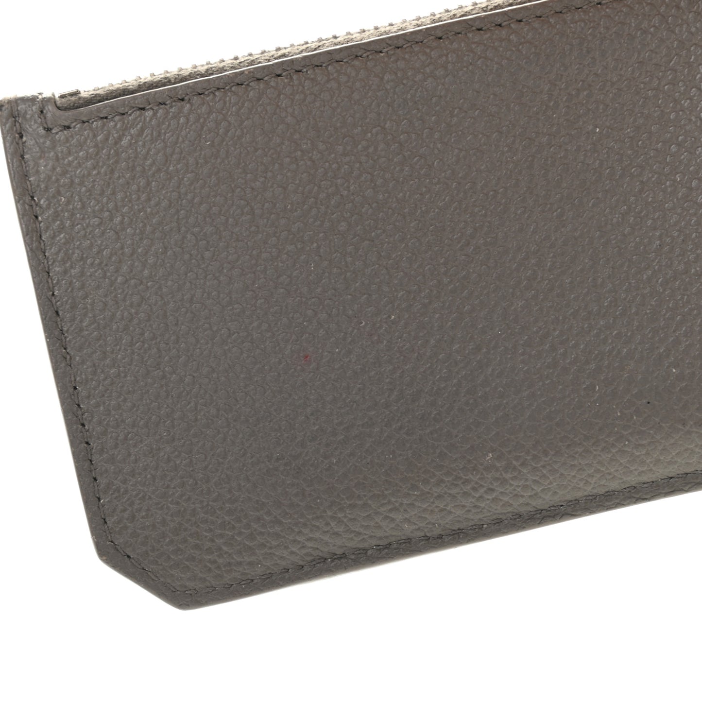 Grained Calfskin 5 Fragments Zip Pouch Card Holder Earth