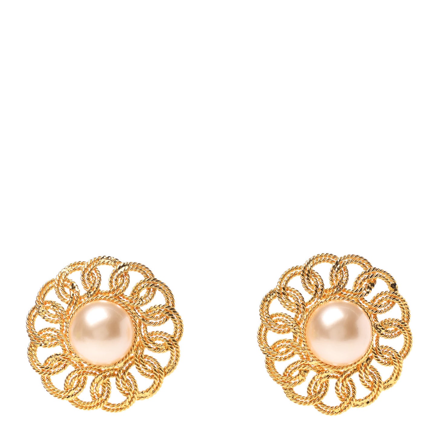 Pearl Round Clip On Earrings Gold