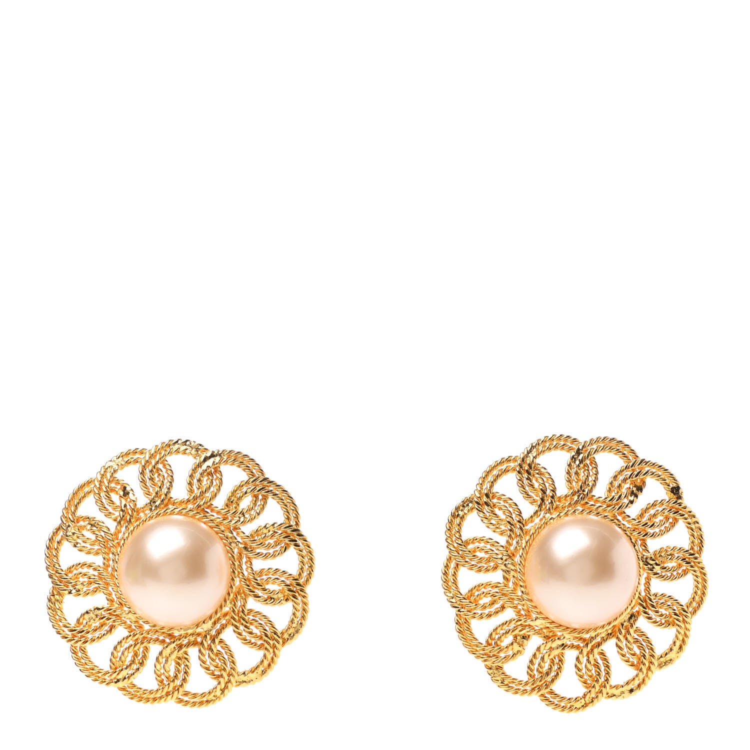 Chanel Pearl Round Clip On Earrings Gold 1 of 4