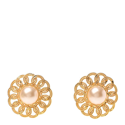 Chanel Pearl Round Clip On Earrings Gold 1 of 4