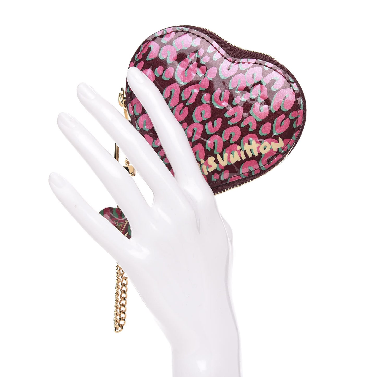 Vernis Leopard Coeur Heart Coin Purse Rouge Fauviste