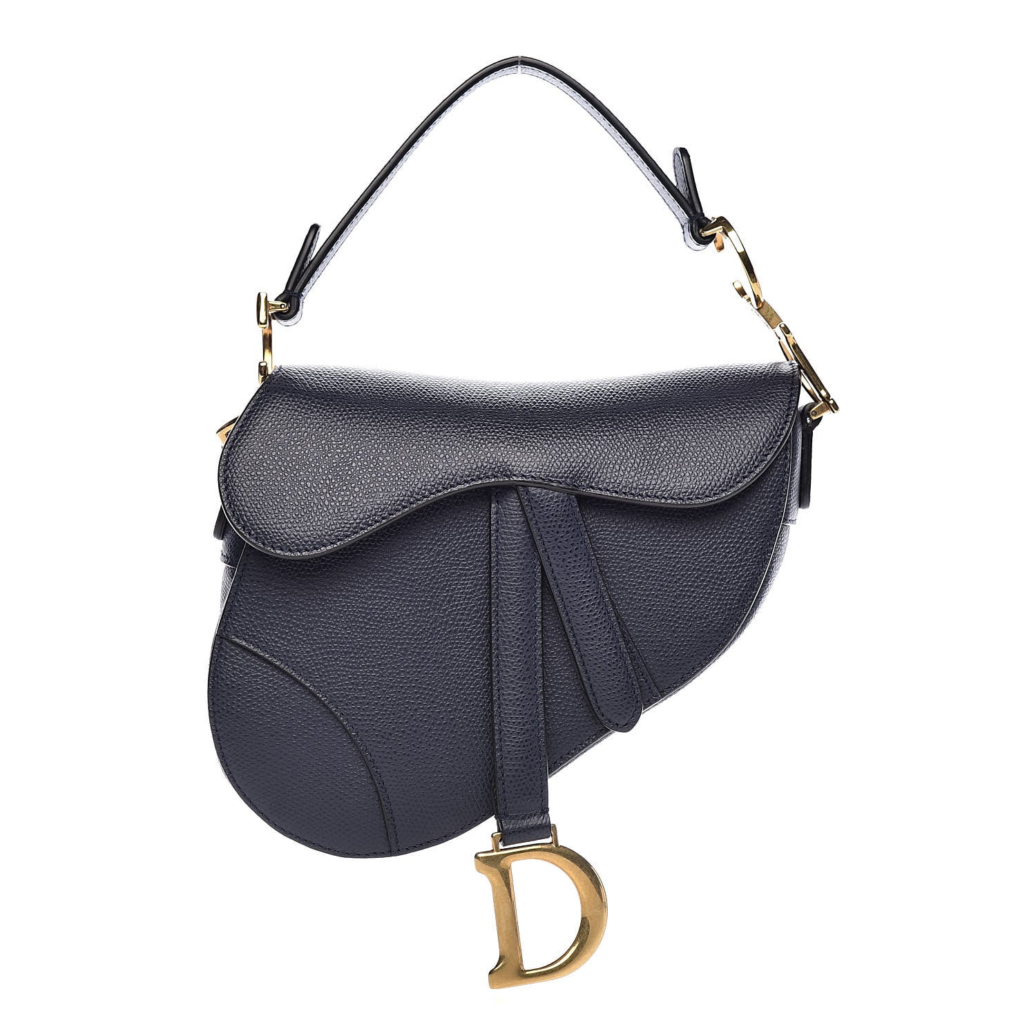 Christian Dior Grained Calfskin Mini Saddle Bag Navy 1 of 9