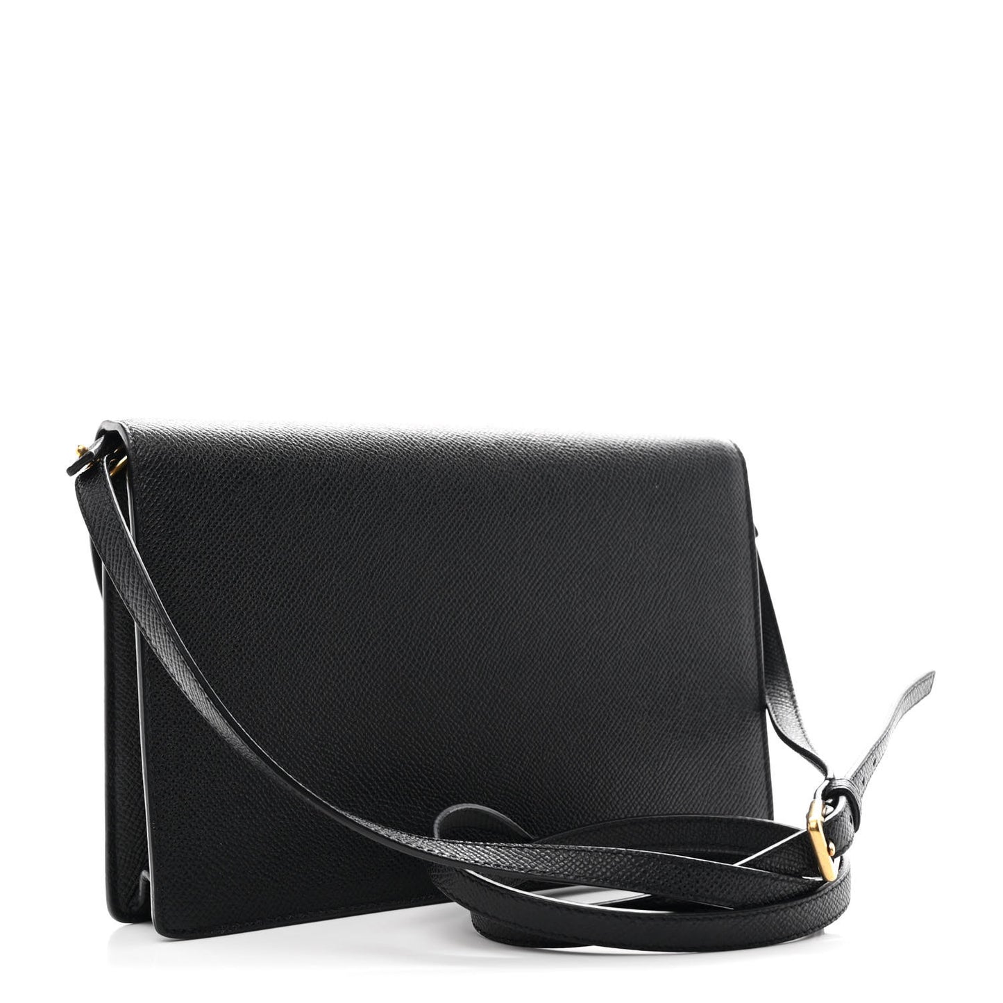 Grained Calfskin Saddle Pouch Bag Black