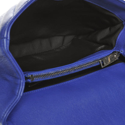 Saint Laurent Sheepskin Matelasse Chevron Monogram Medium College Bag Royal Blue 5 of 7