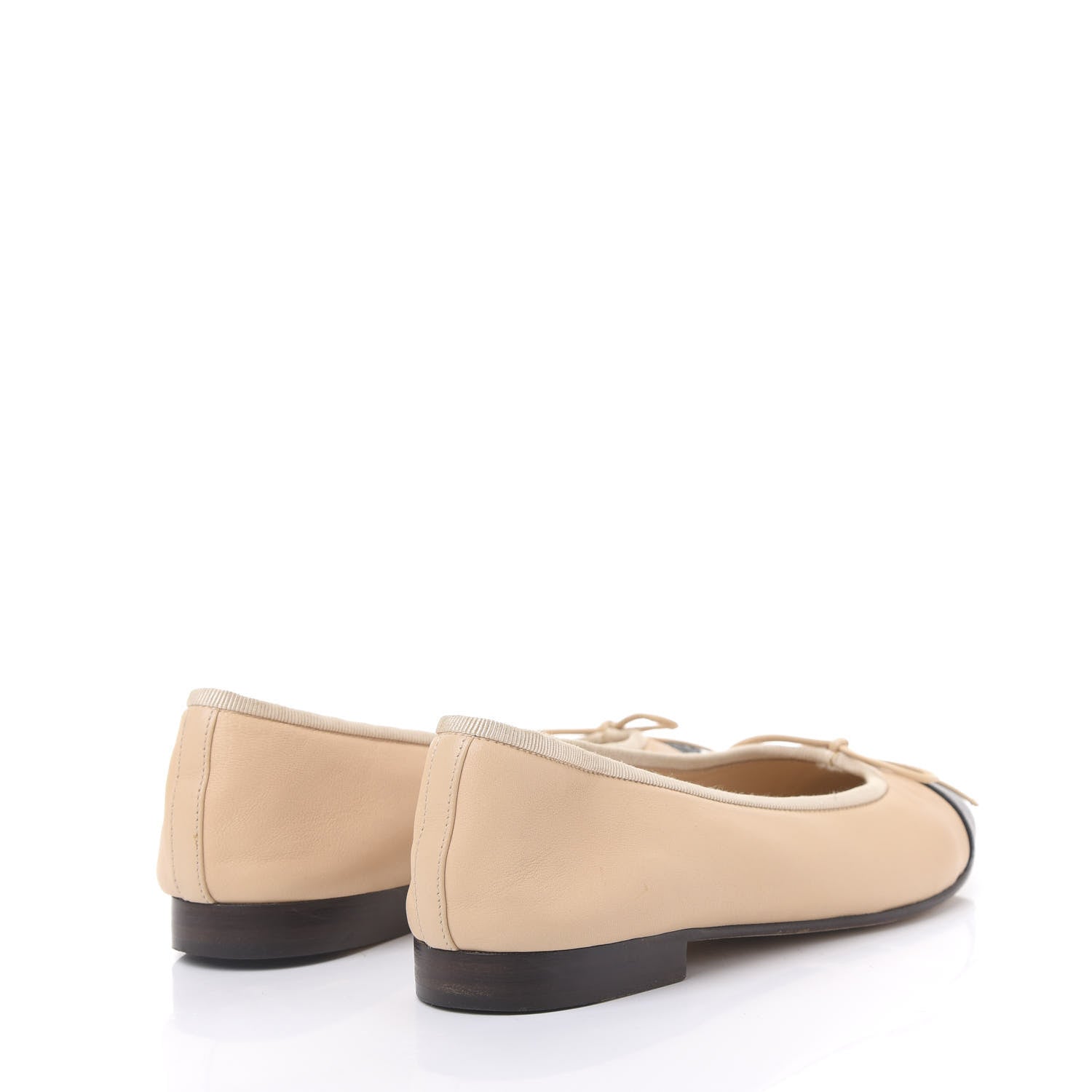 Chanel Lambskin Cap Toe CC Ballerina Flats 36 Beige Black 4 of 8
