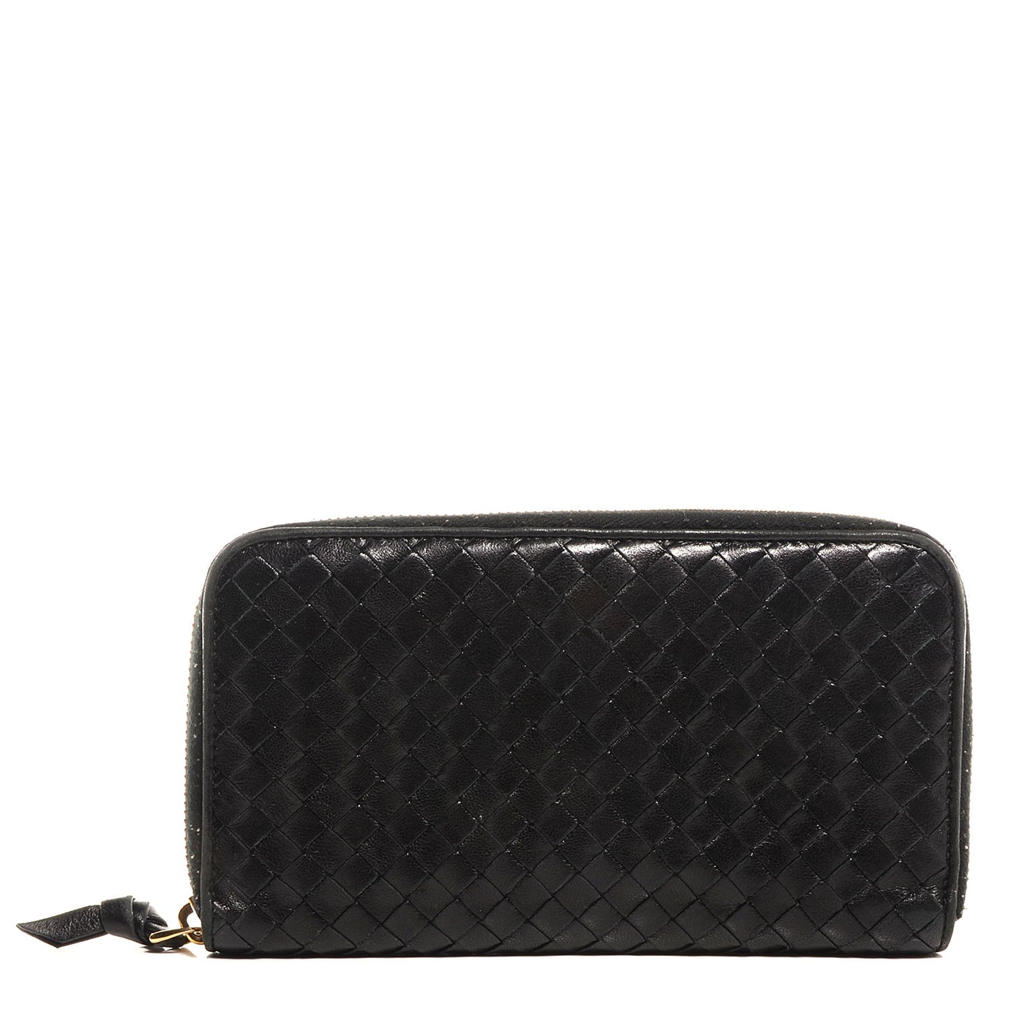 Nappa Intrecciato Zip Around Wallet Black