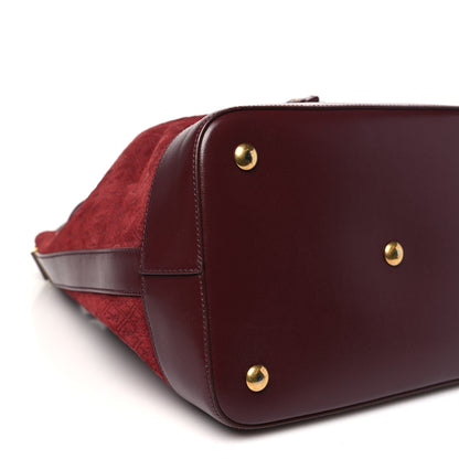 Saint Laurent Suede All-Over Monogram Bucket Bag Burgundy 10 of 11