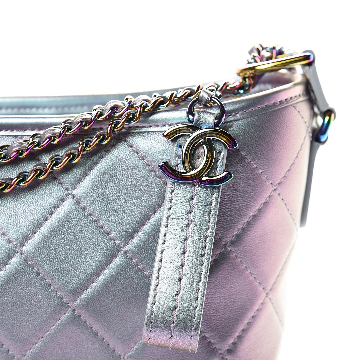 Chanel Iridescent Lambskin Calfskin Quilted Medium Gabrielle Hobo Light Purple 8 of 11