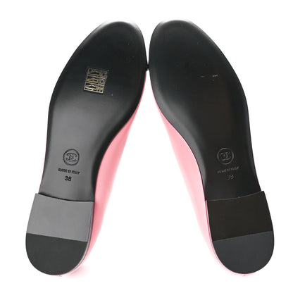 Chanel Lambskin Cap Toe CC Ballerina Flats 38 Coral Black 5 of 10
