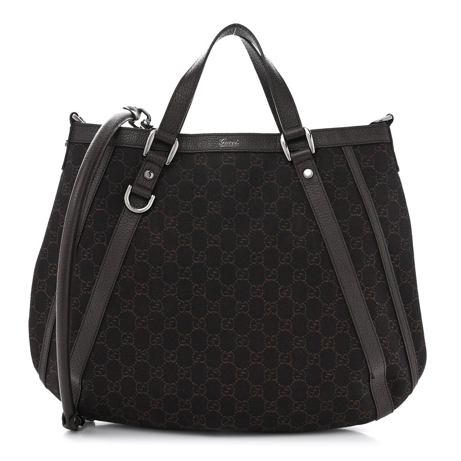Gucci Monogram Medium Abbey Convertible Tote Dark Brown 1 of 14