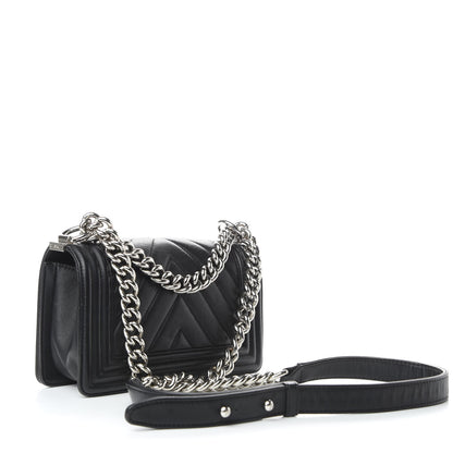 Chanel Calfskin Chevron Quilted Small Boy Flap Black 4 of 10