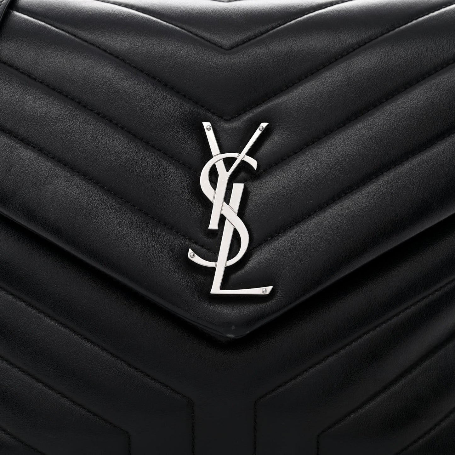 Calfskin Y Quilted Monogram Medium Loulou Chain Satchel Black