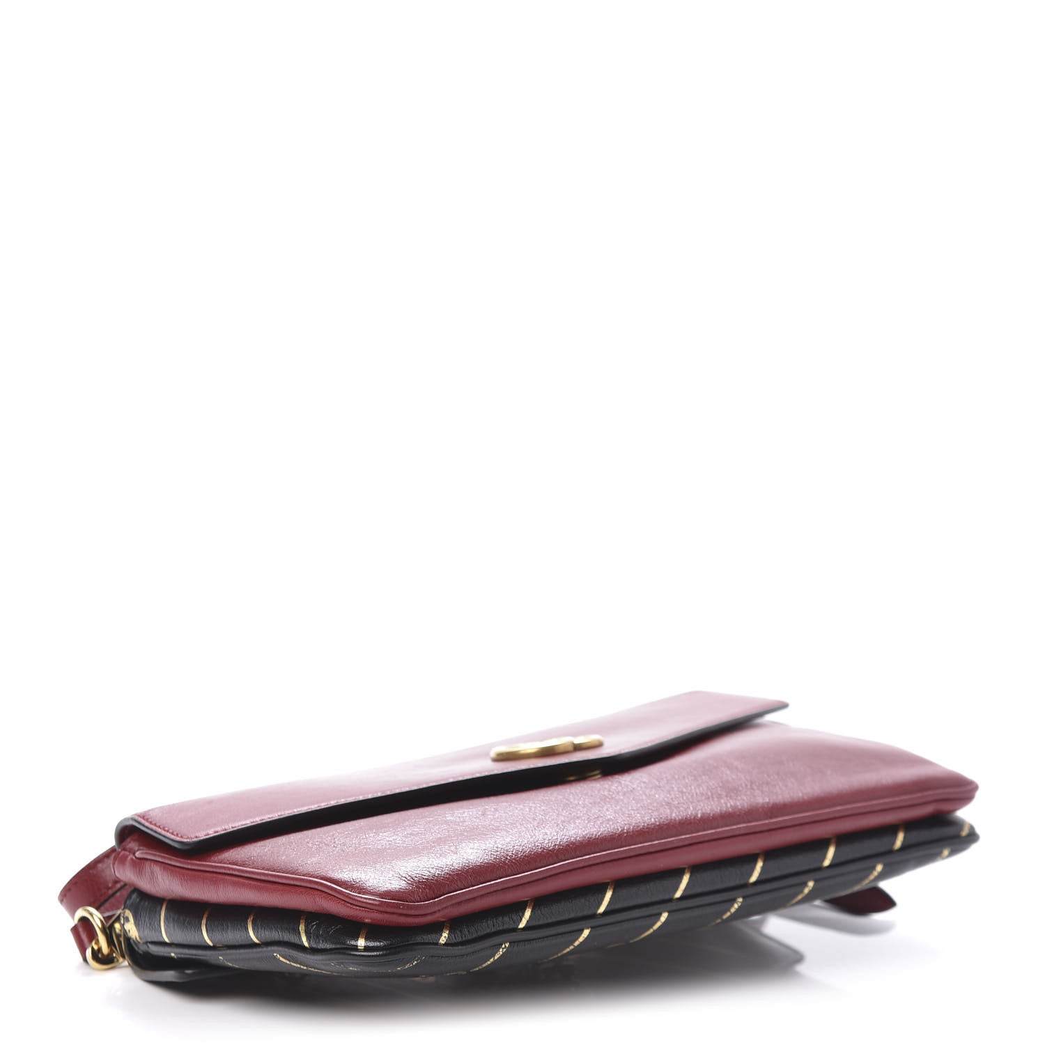 Gucci Calfskin Diagonal GG Medium Thiara Double Envelope Shoulder Bag Black Red 5 of 12