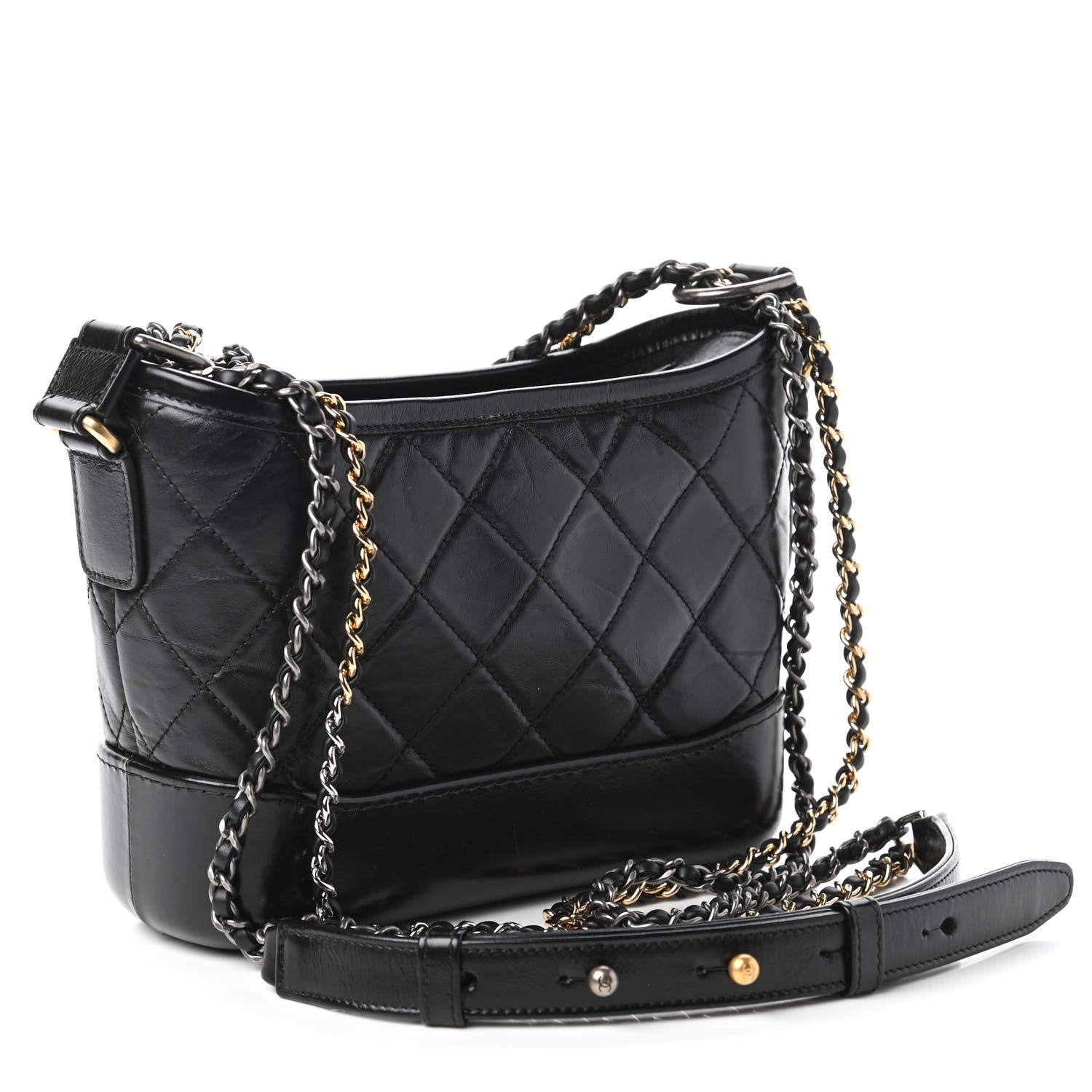 Chanel Aged Calfskin Quilted Small Gabrielle Hobo Black 3 of 11