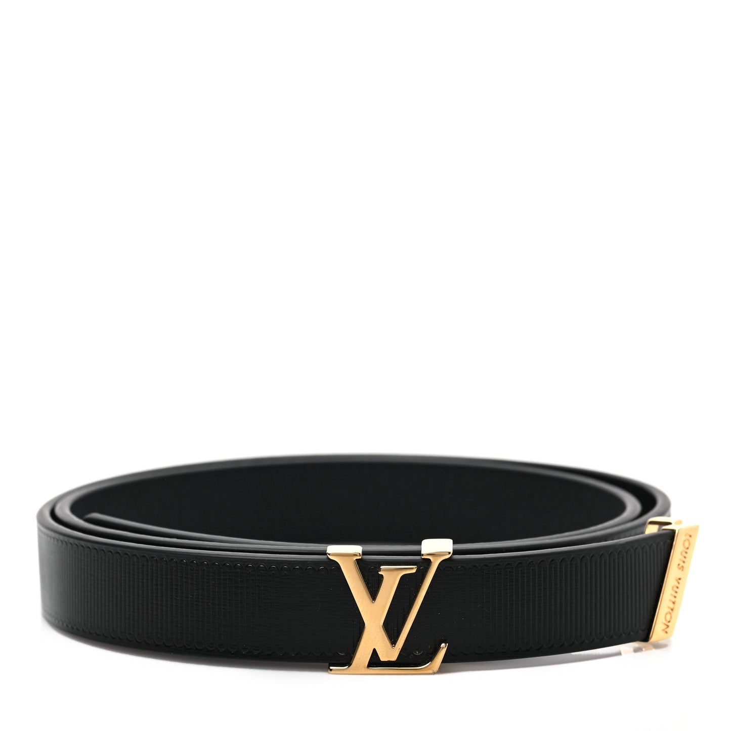 Calfskin Embossed 20MM LV Initiales Belt 80 32 Black