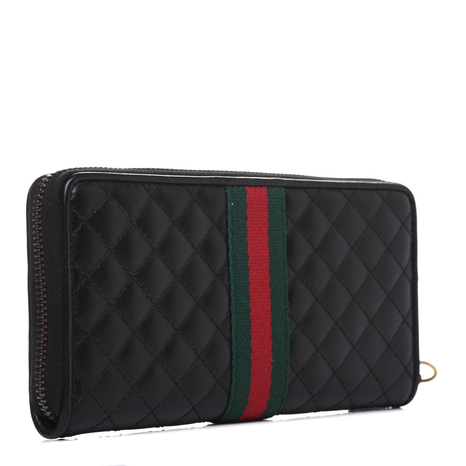 Gucci Calfskin Web Trapuntata GG Zip Around Wallet Black 3 of 12
