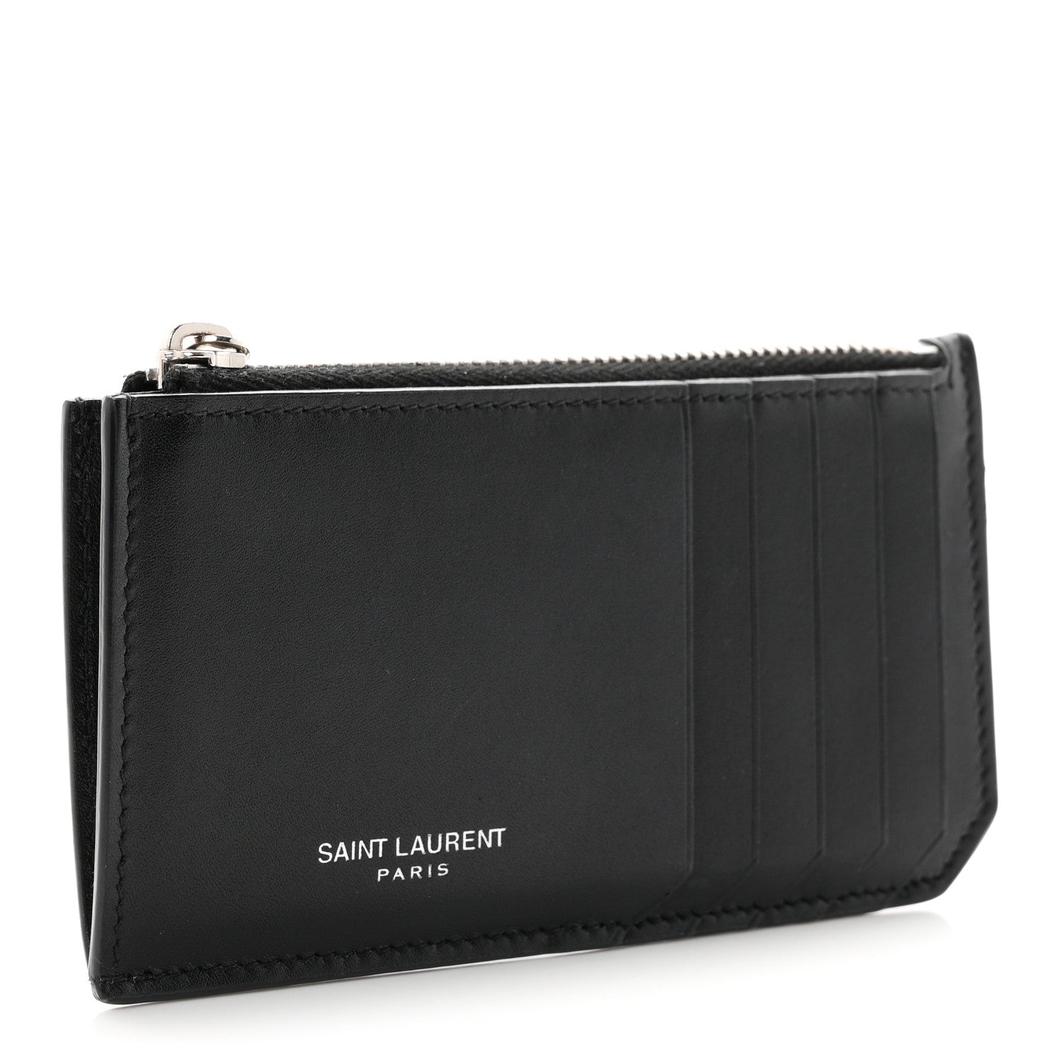 Saint Laurent Calfskin 5 Fragments Zip Pouch Card Holder Black 3 of 8