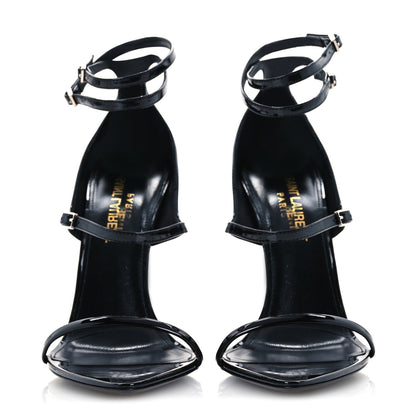 Saint Laurent Patent Calfskin Dita 110 Sandals 38 Black 3 of 11