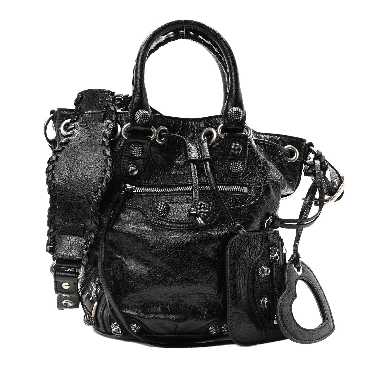 Agneau Arena Small Le Cagole Bucket Bag Black