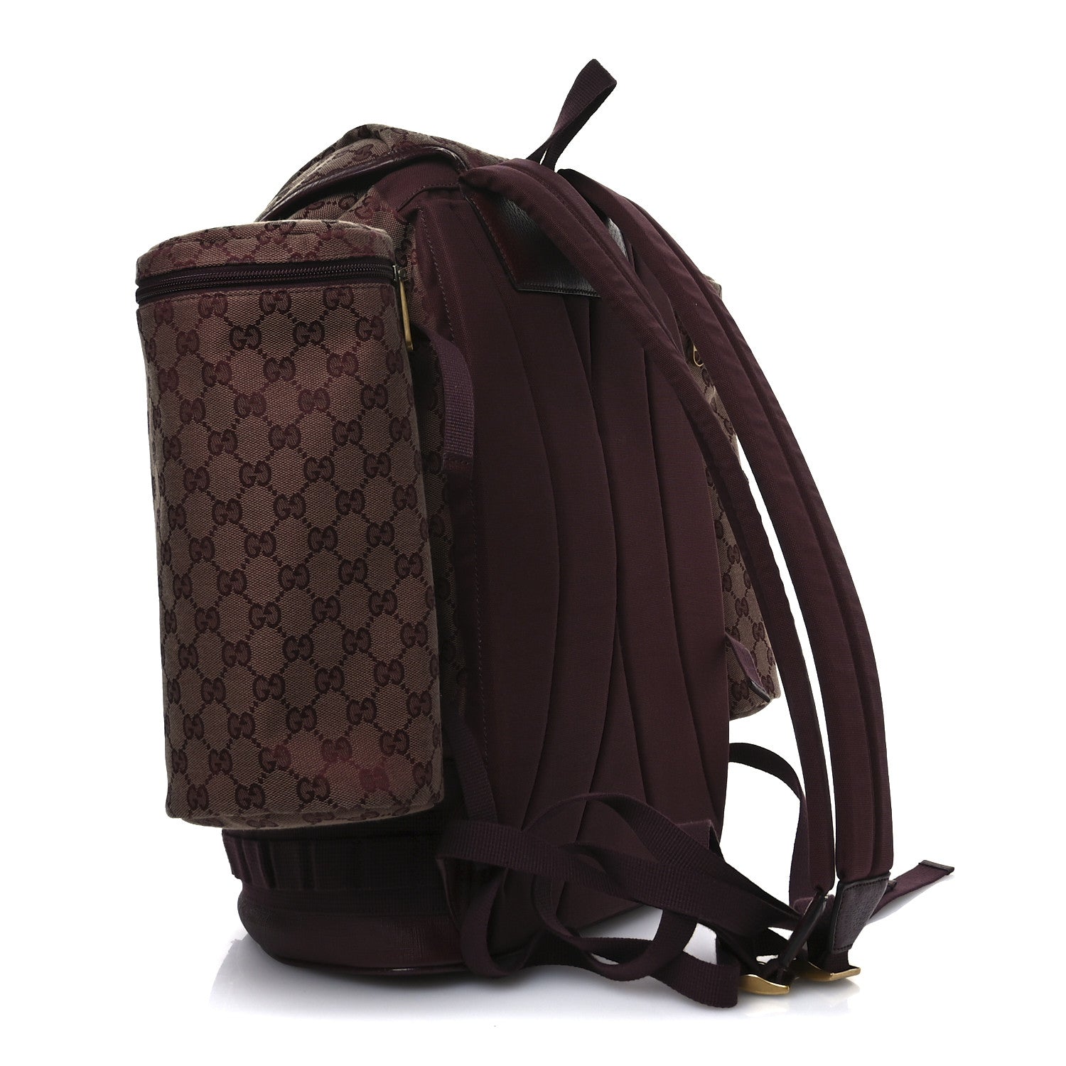 Gucci GG Monogram Script Logo Large Double Pocket Backpack Sahara Rubino Bordeaux 3 of 10
