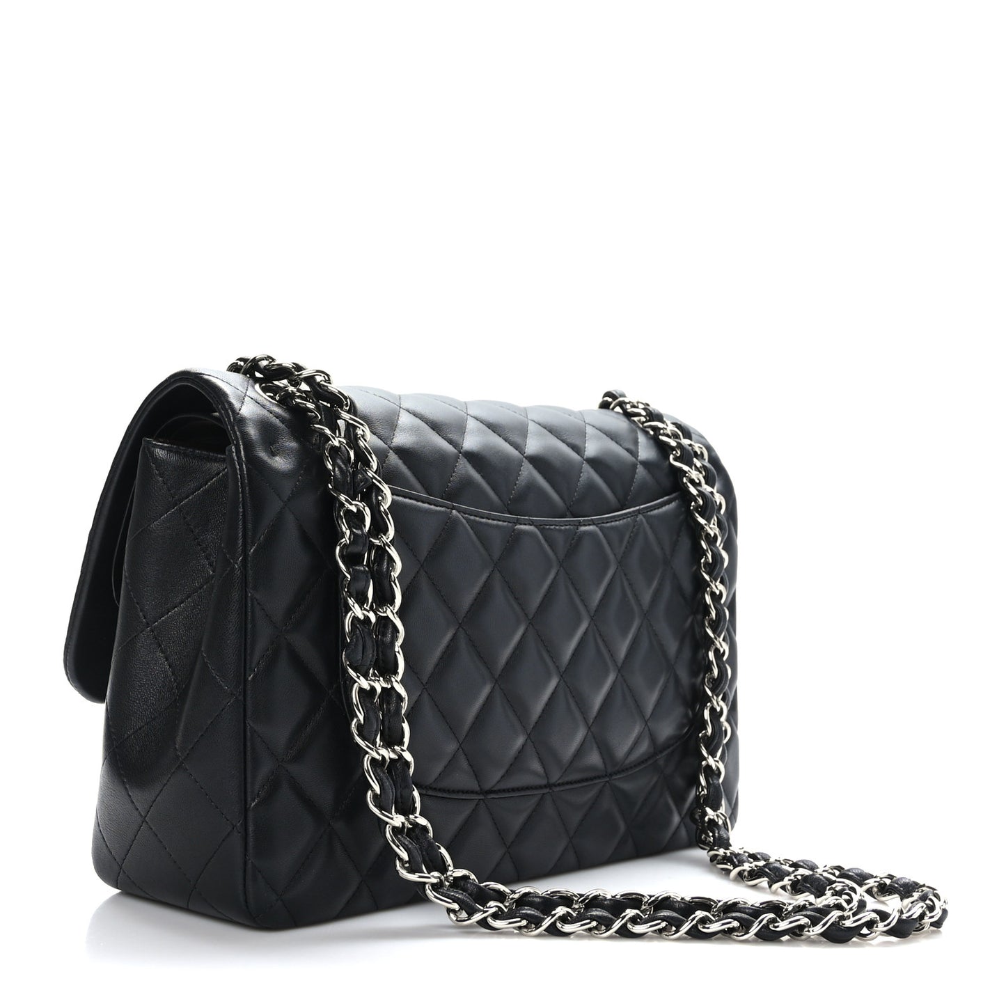 Lambskin Quilted Jumbo Double Flap Black