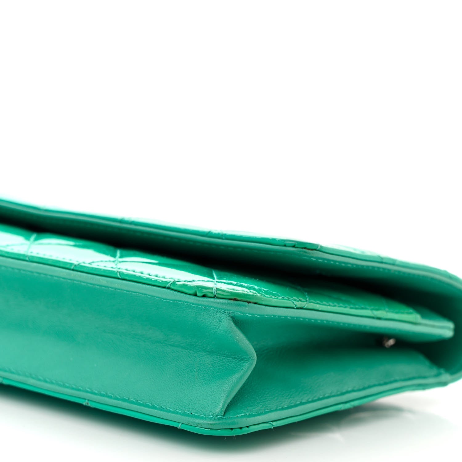 Chanel Patent Quilted Wallet On Chain WOC Green 11 of 12