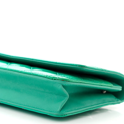 Chanel Patent Quilted Wallet On Chain WOC Green 11 of 12