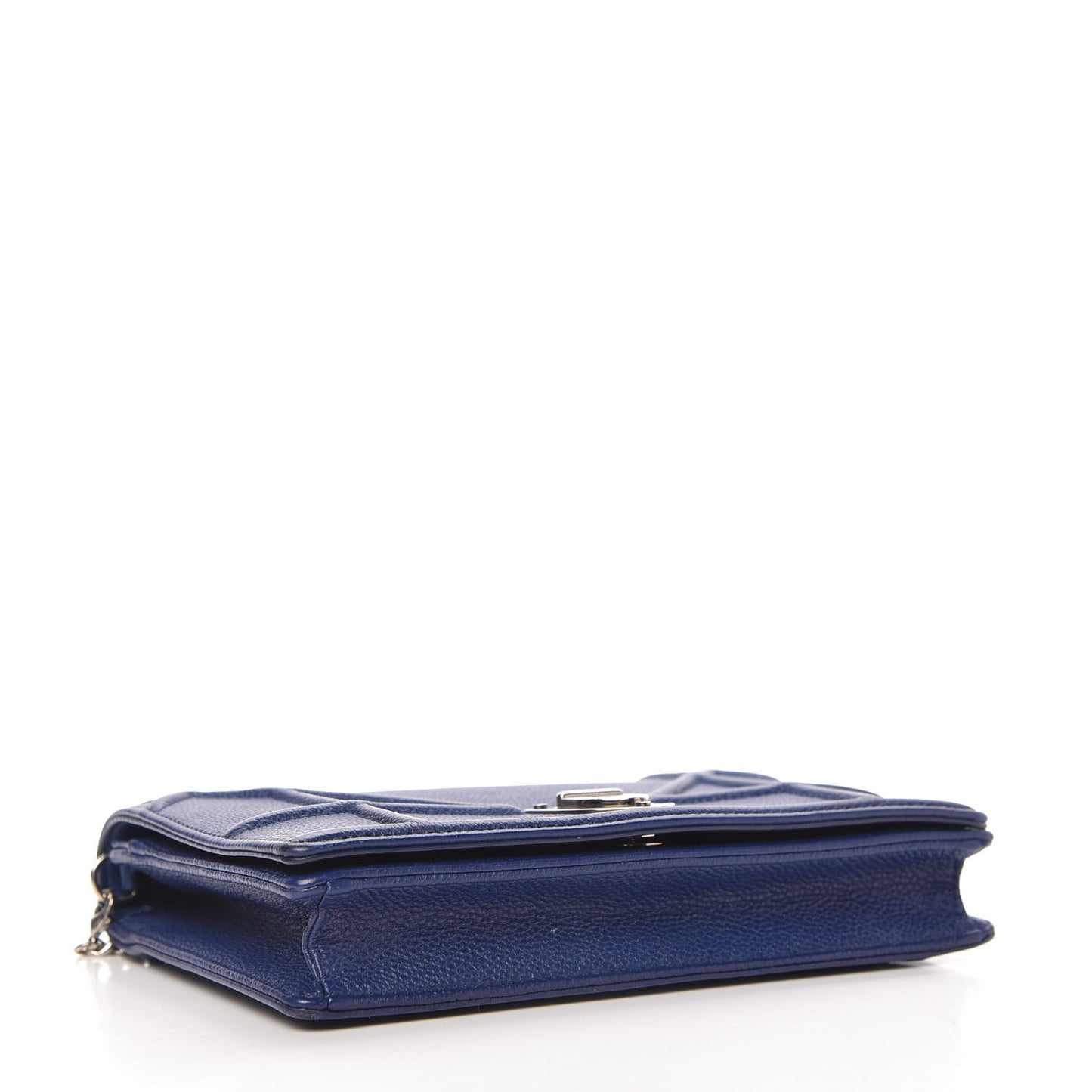 Grained Calfskin Diorama Wallet on Chain Pouch Blue