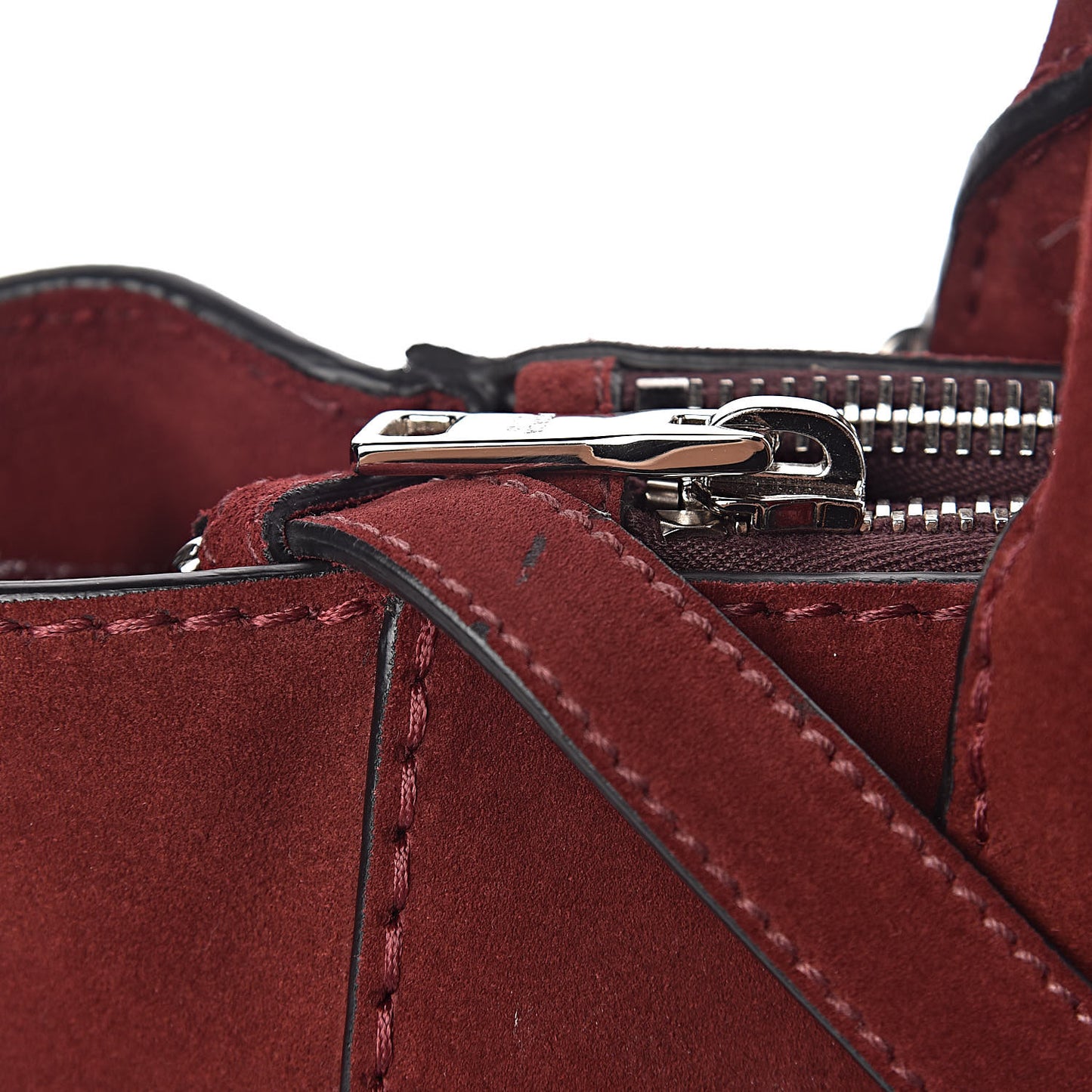 Suede Scamosciato Stitched Small Twin Pocket Tote Porpora