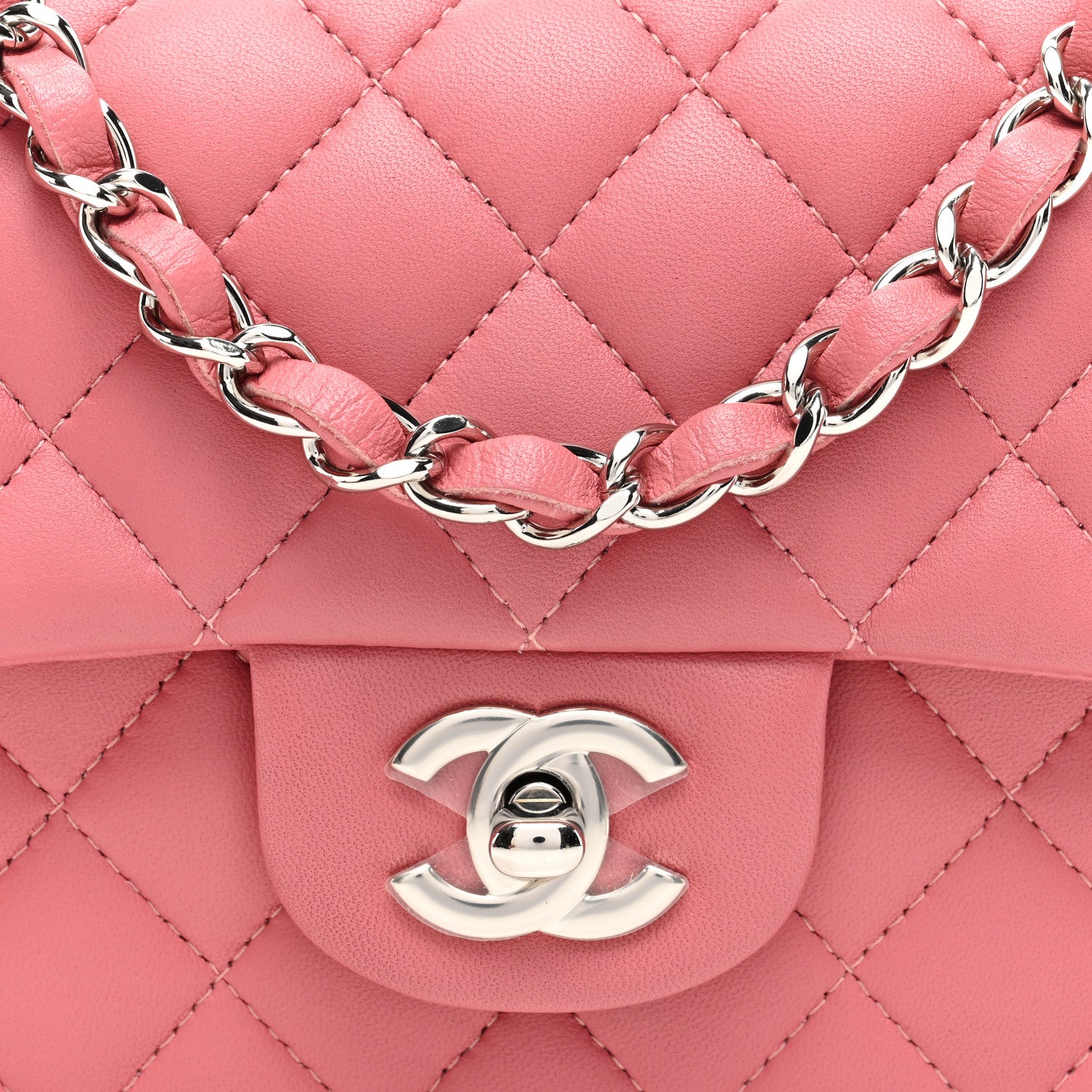 Chanel Lambskin Quilted Mini Rectangular Flap Pink 8 of 11