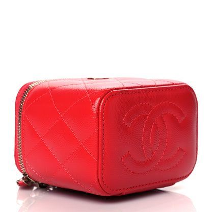 Chanel Caviar Quilted Mini Vanity Case With Chain Red 4 of 12