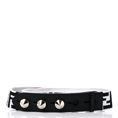 Fendi Canvas Calfskin FF 1974 Studded Strap You Black White 2 of 6