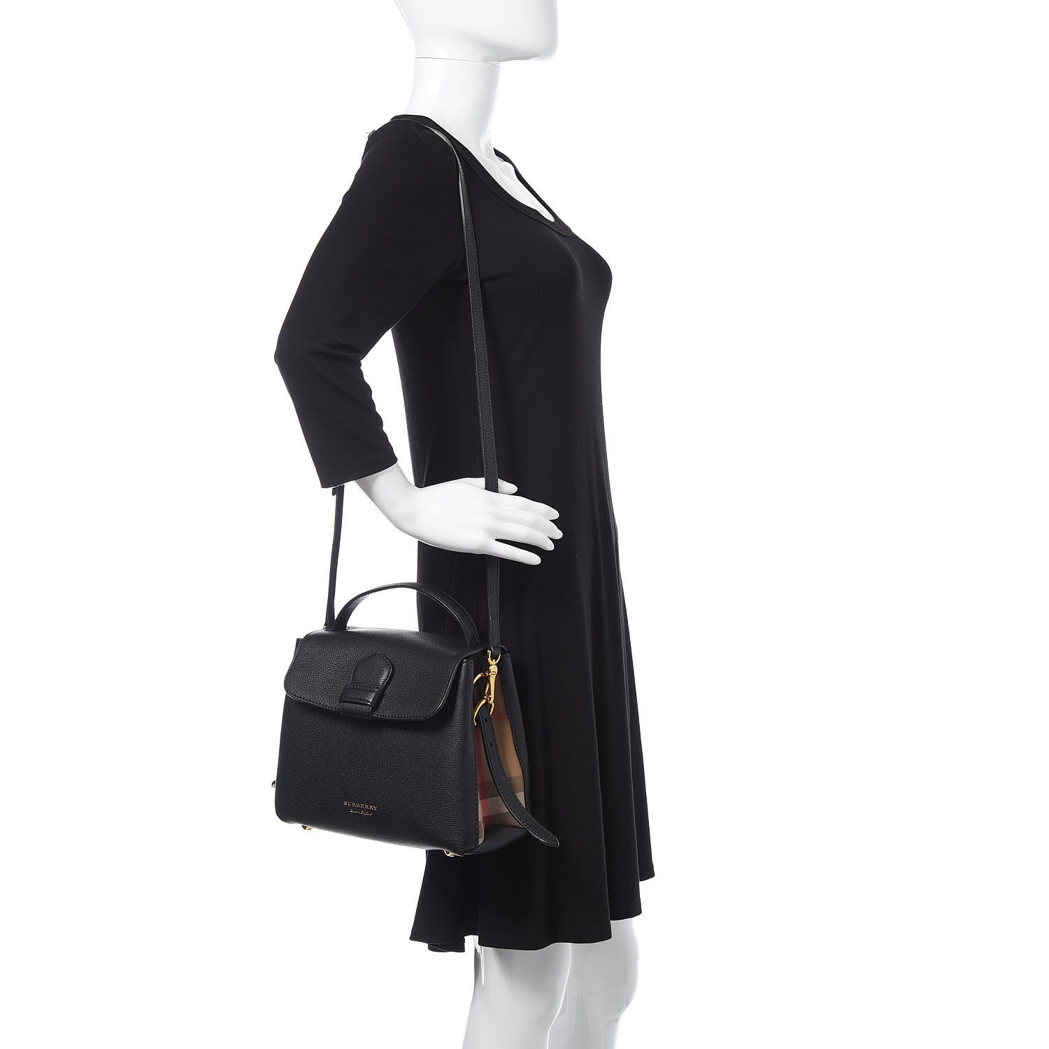 Burberry Derby Calfskin House Check Small Camberley Black 2 of 10