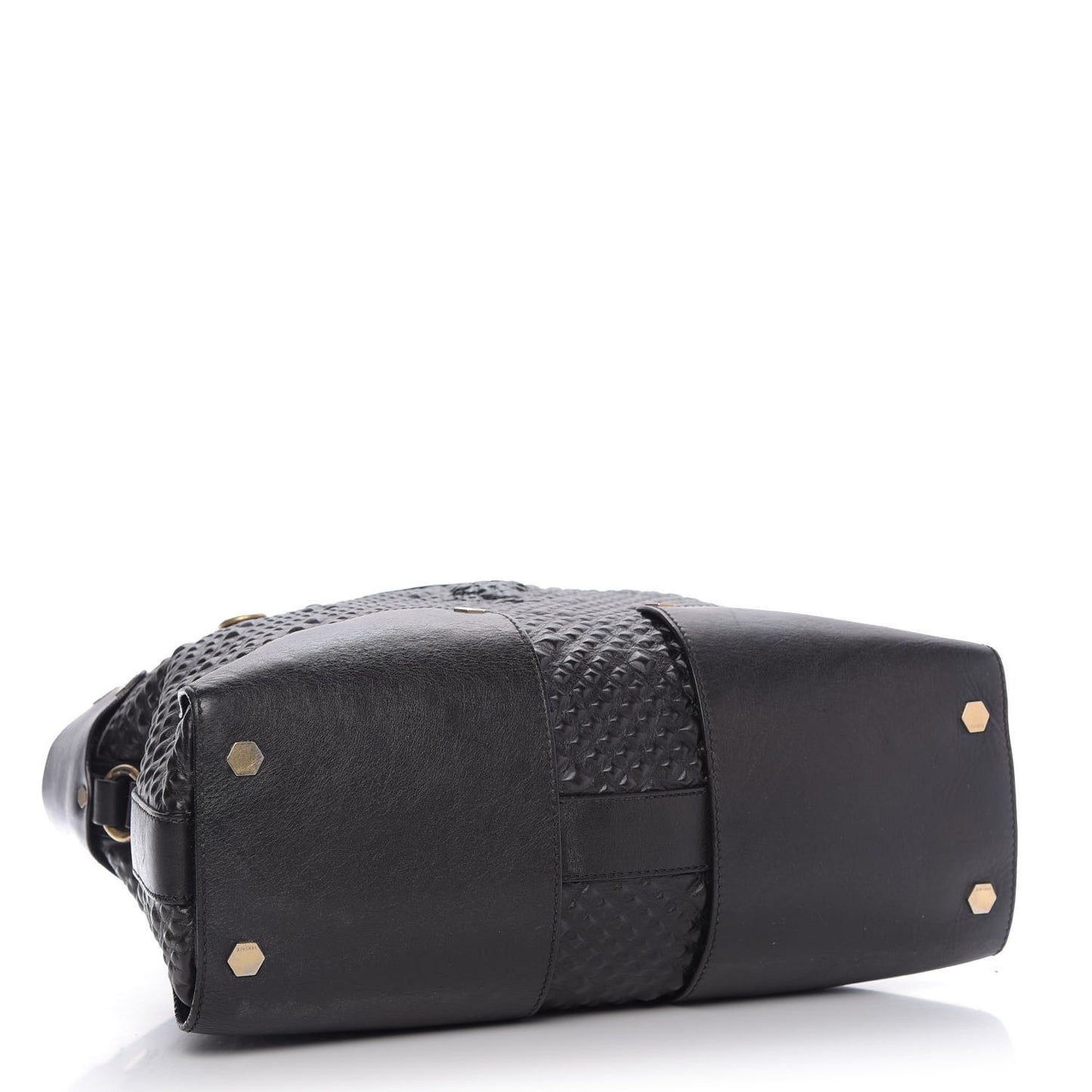 Nappa Embossed Studded Tote Black