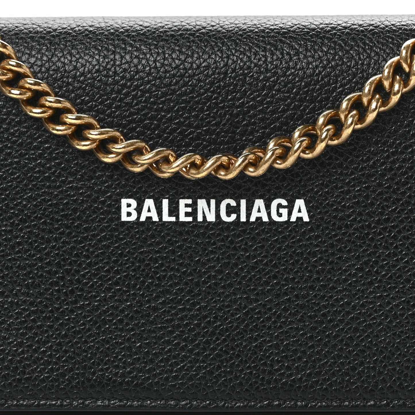 Grained Calfskin Logo Cash Phone Holder Wallet On Chain Black White