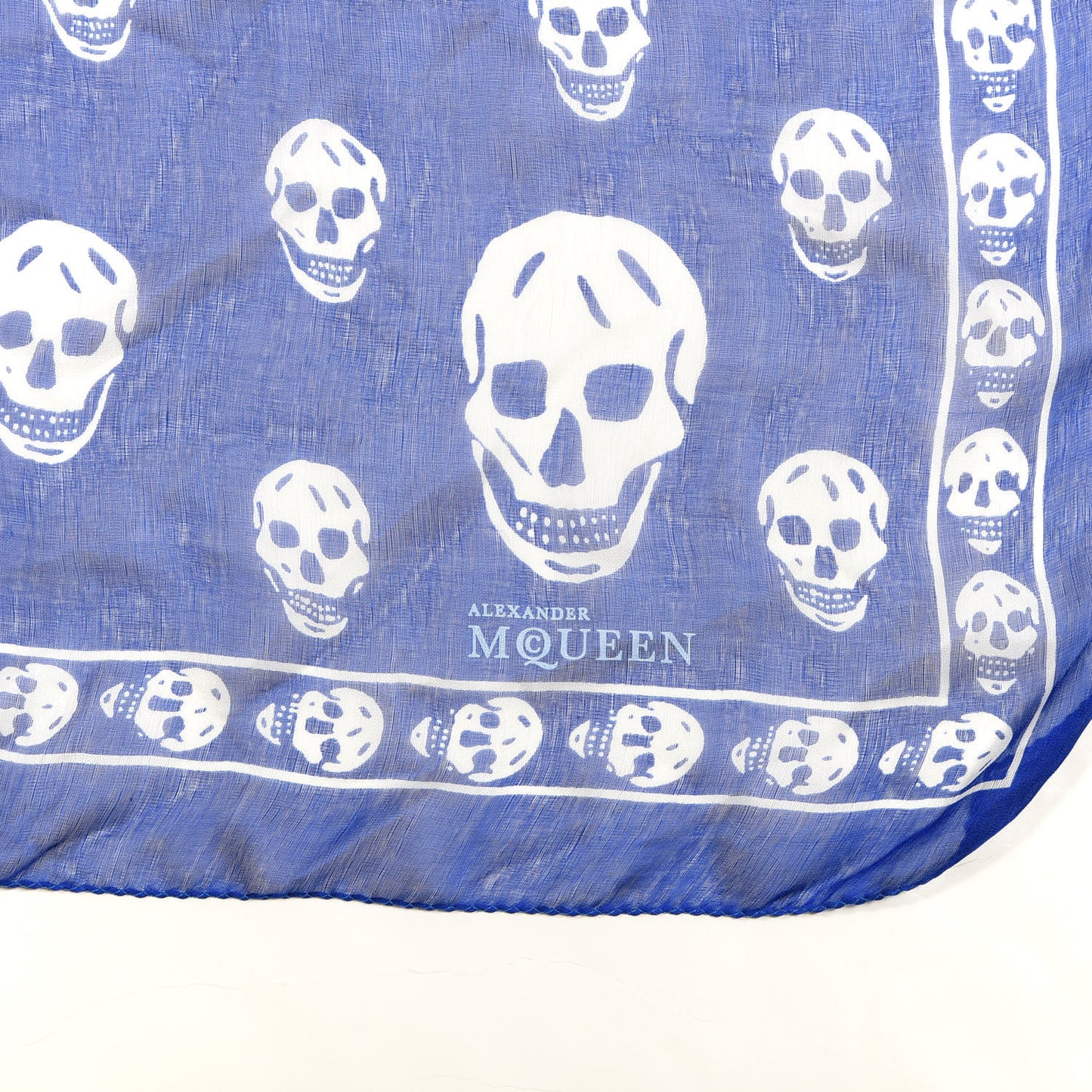 Silk Chiffon Skull Scarf Blue