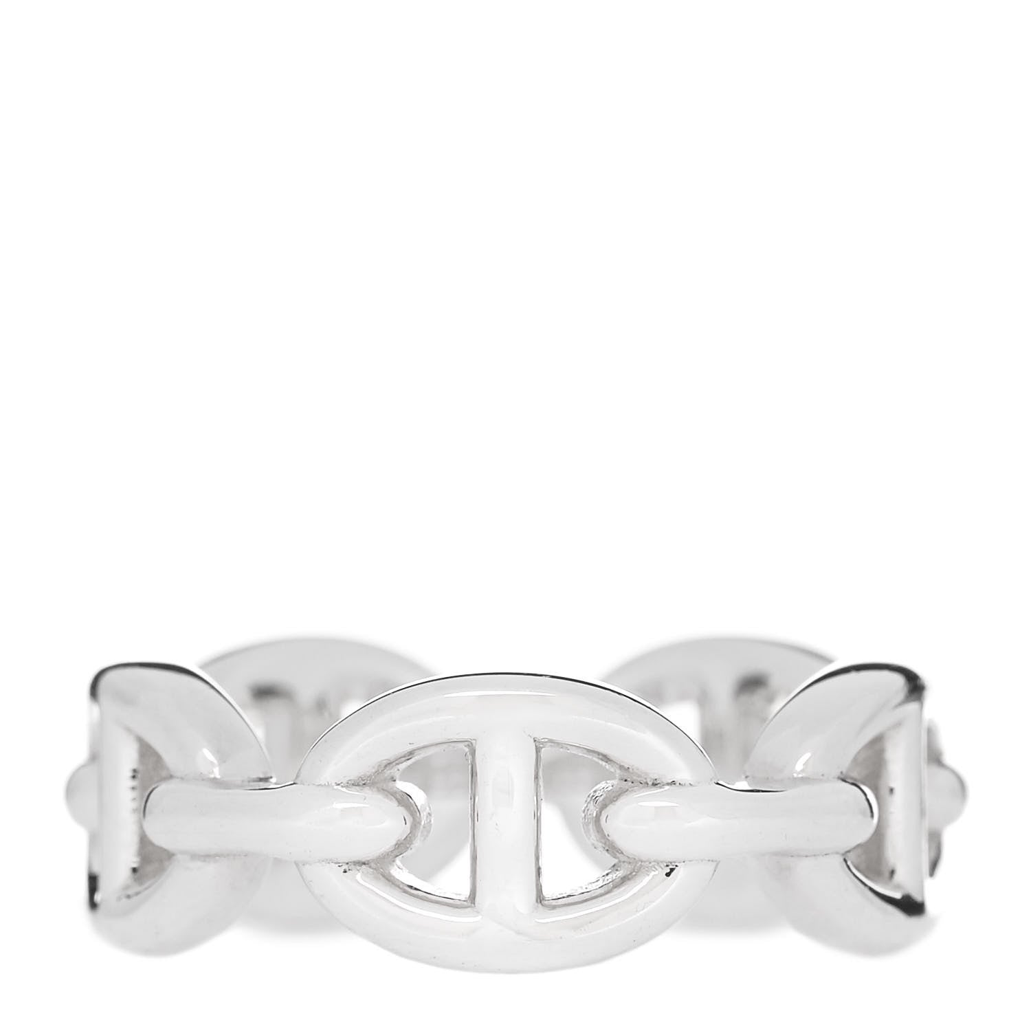 Hermes Sterling Silver PM Chaine d'Ancre Enchainee Band Ring 51 5.75 1 of 9