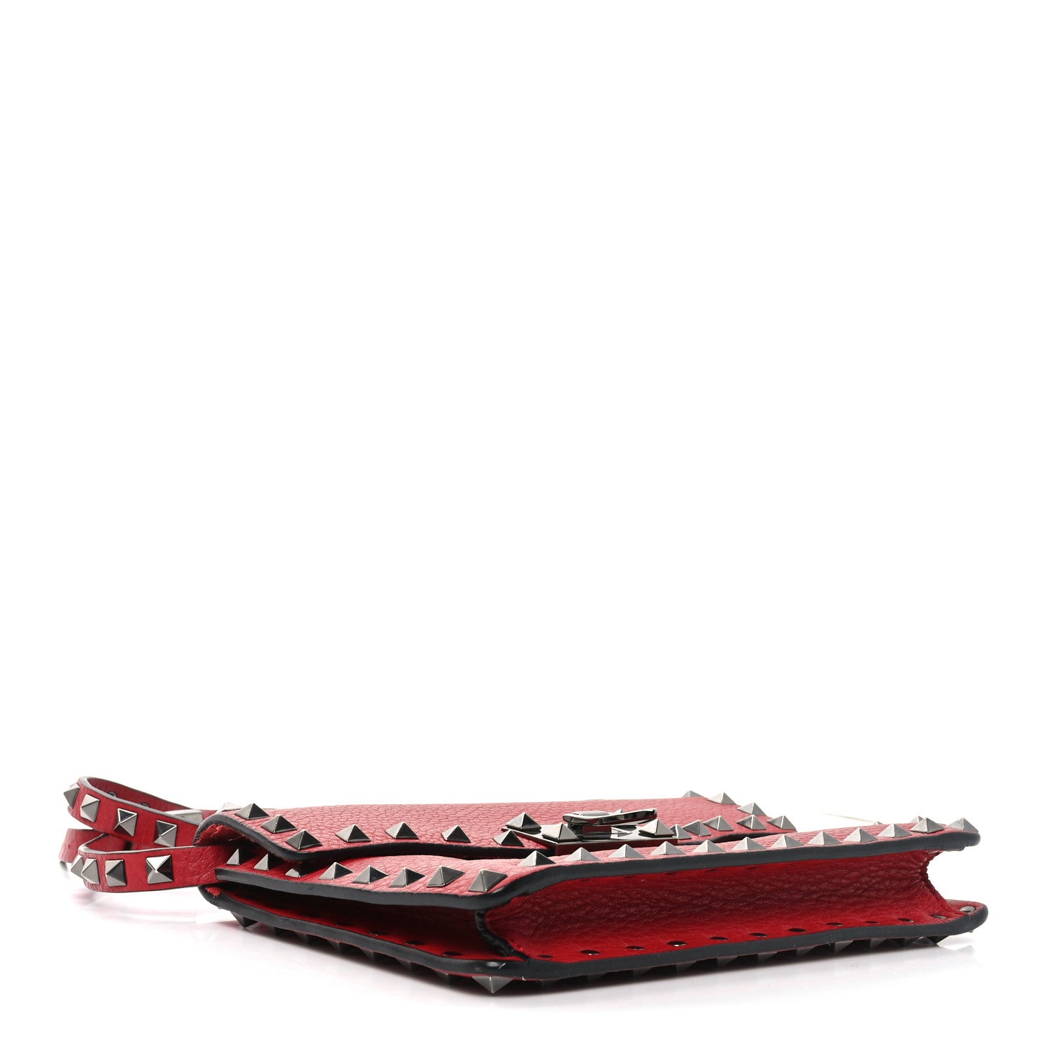 Valentino Garavani Pebbled Calfskin Medium Rockstud Flip Lock Crossbody Bag Red 4 of 9