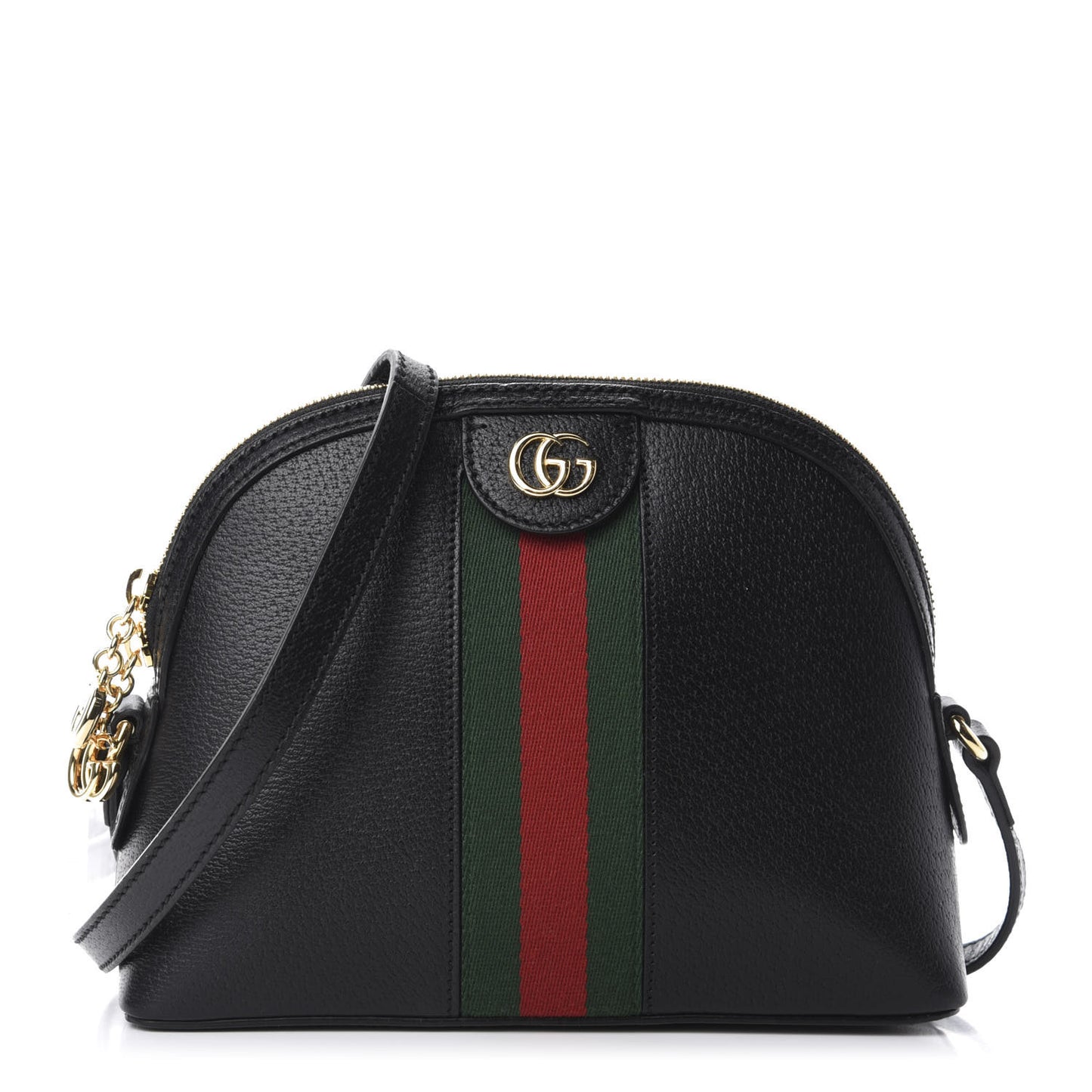 Calfskin GG Web Small Ophidia Dome Shoulder Bag Black