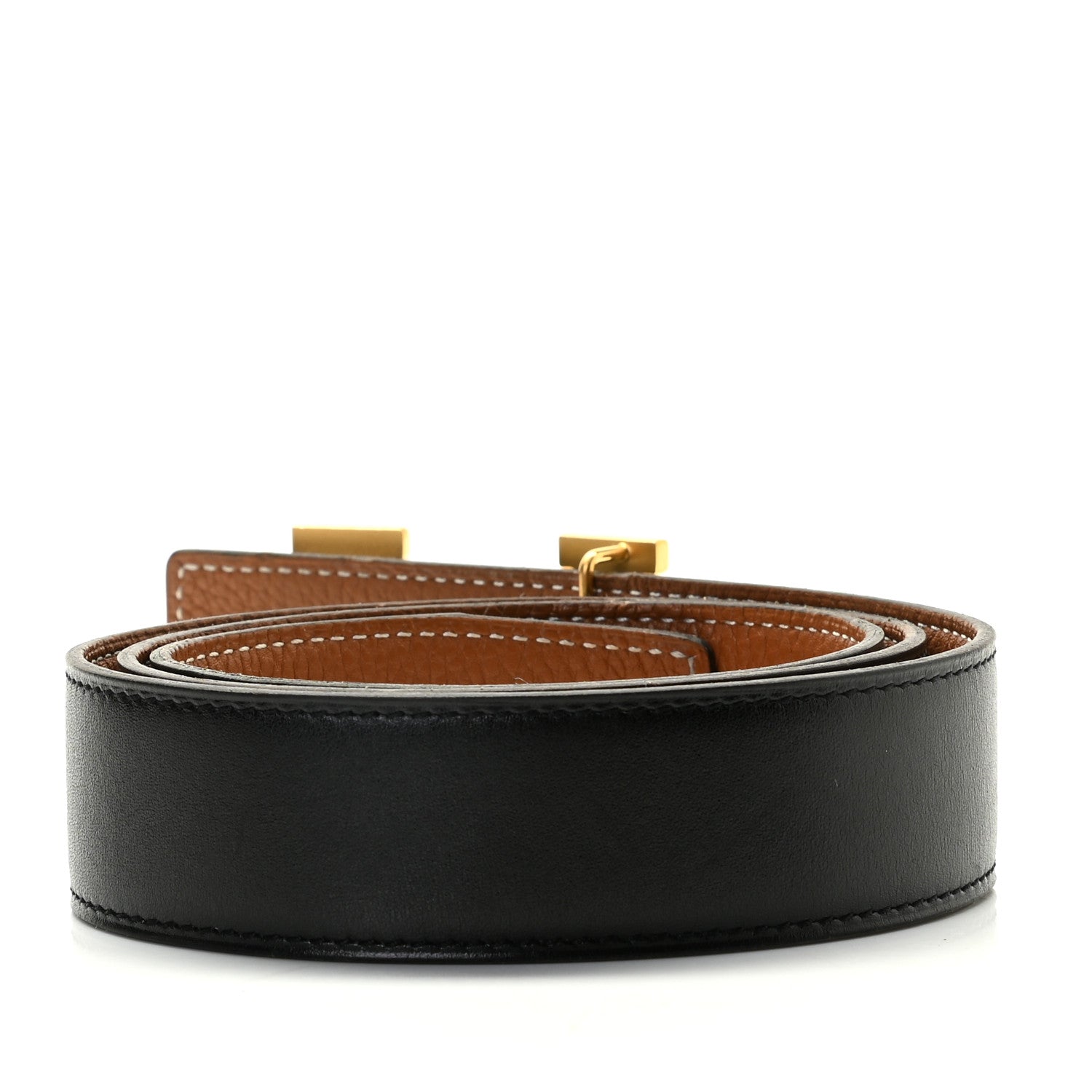 Hermes Box Togo 32mm H Belt 85 Black Gold 2 of 5