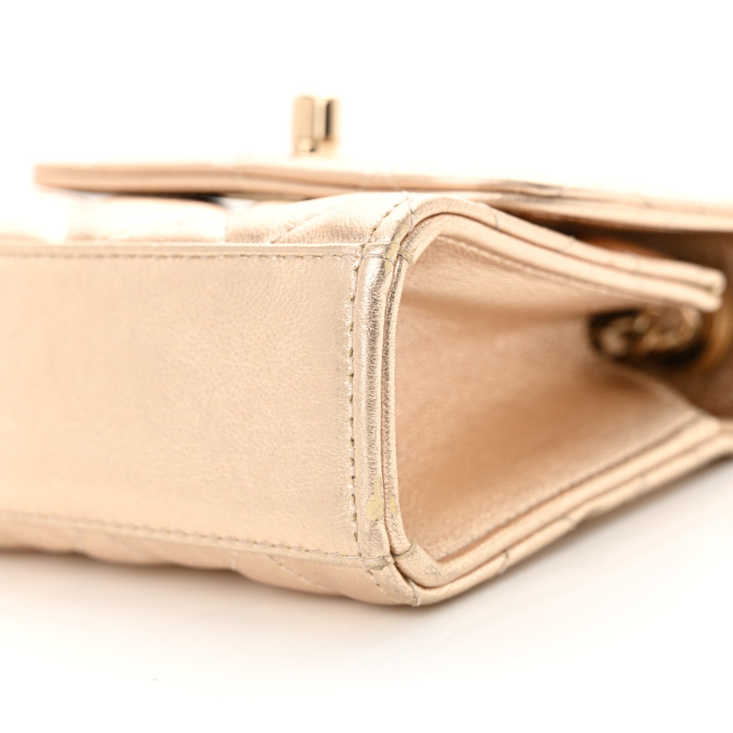 Chanel Metallic Lambskin Quilted Mini Trendy CC Clutch With Chain Gold 10 of 12