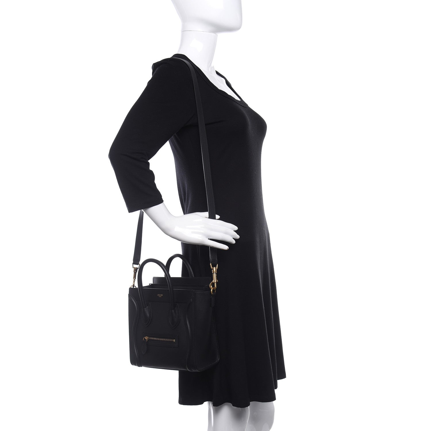 Celine Smooth Calfskin Nano Luggage Black 2 of 14